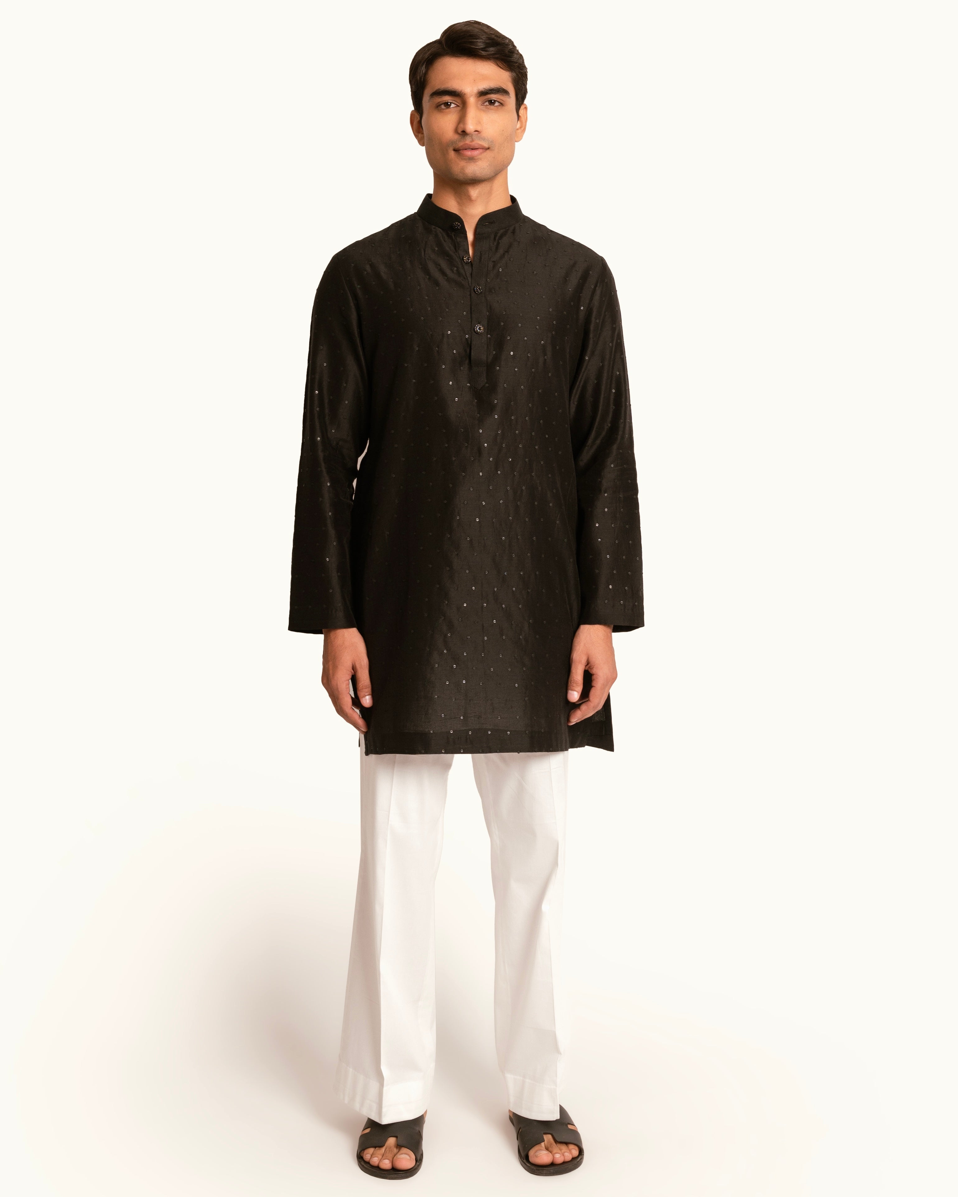 All Over Sequence Black Kurta Set