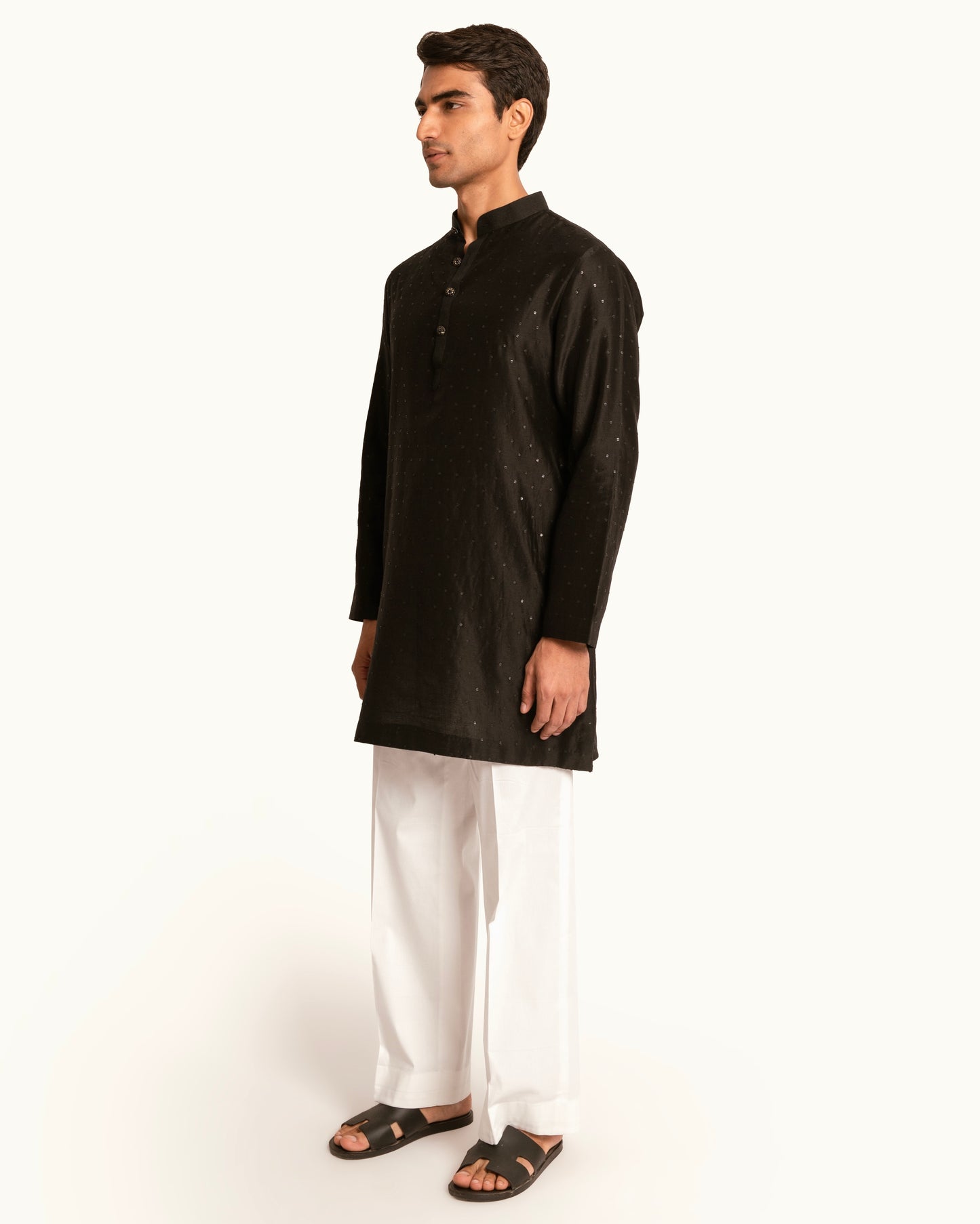 All Over Sequence Black Kurta Set