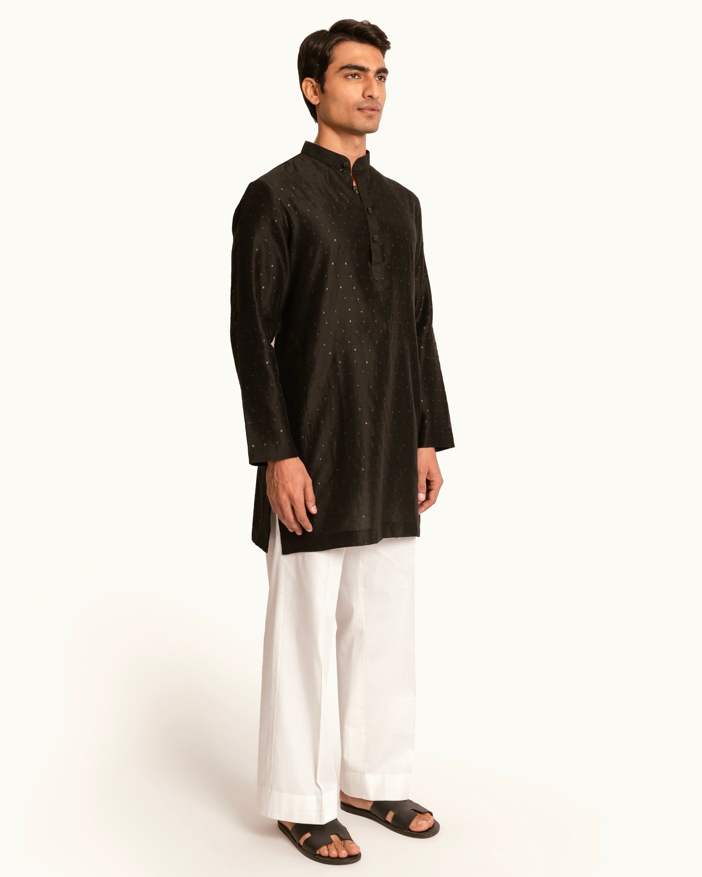 All Over Sequence Black Kurta Set