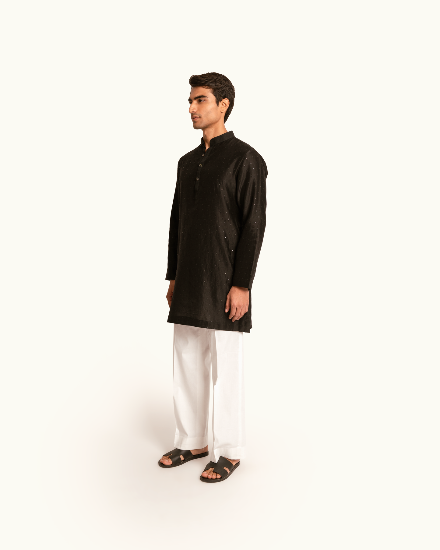 All Over Sequence Black Kurta Set