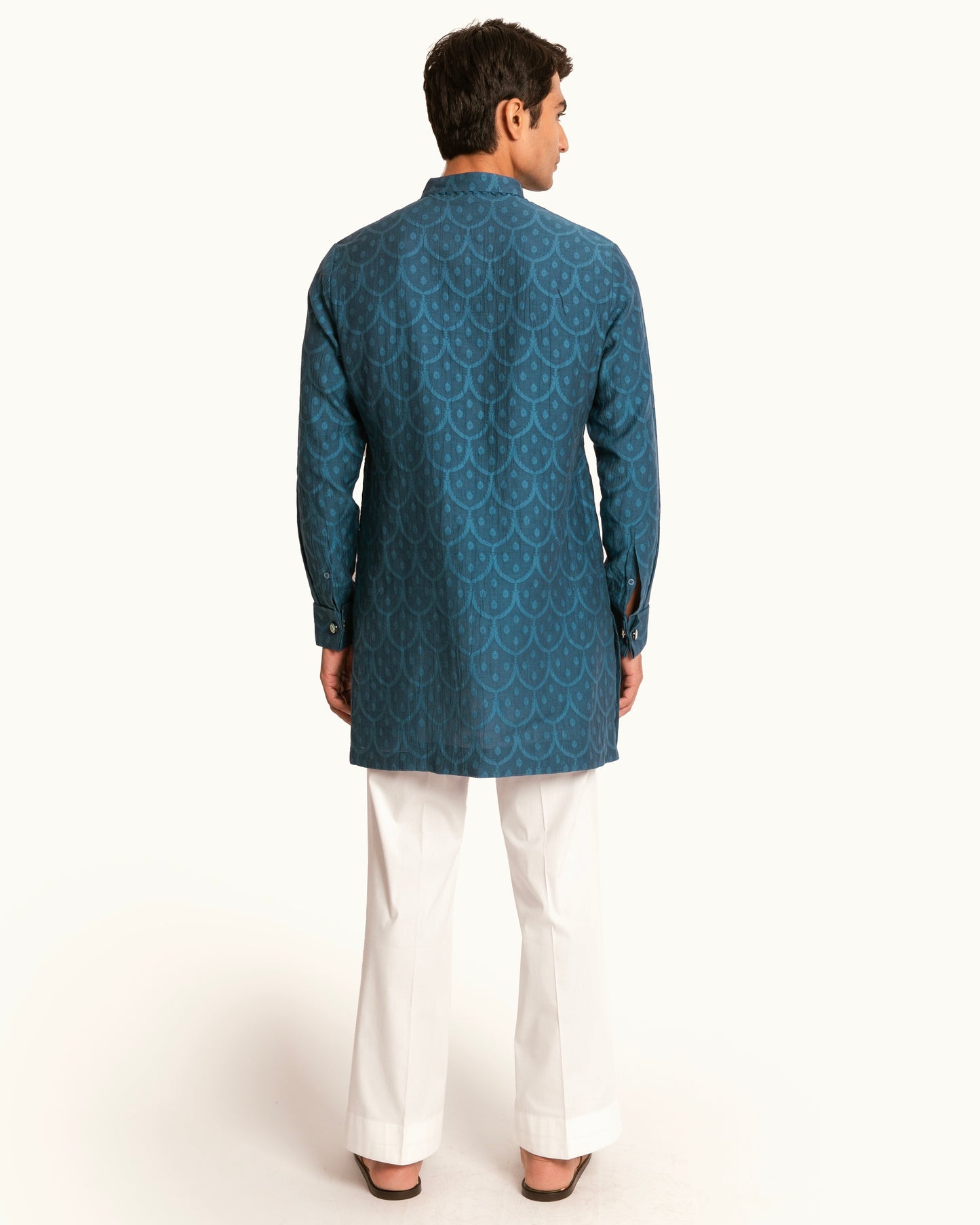 Blue Pattern Chanderi Kurta Set