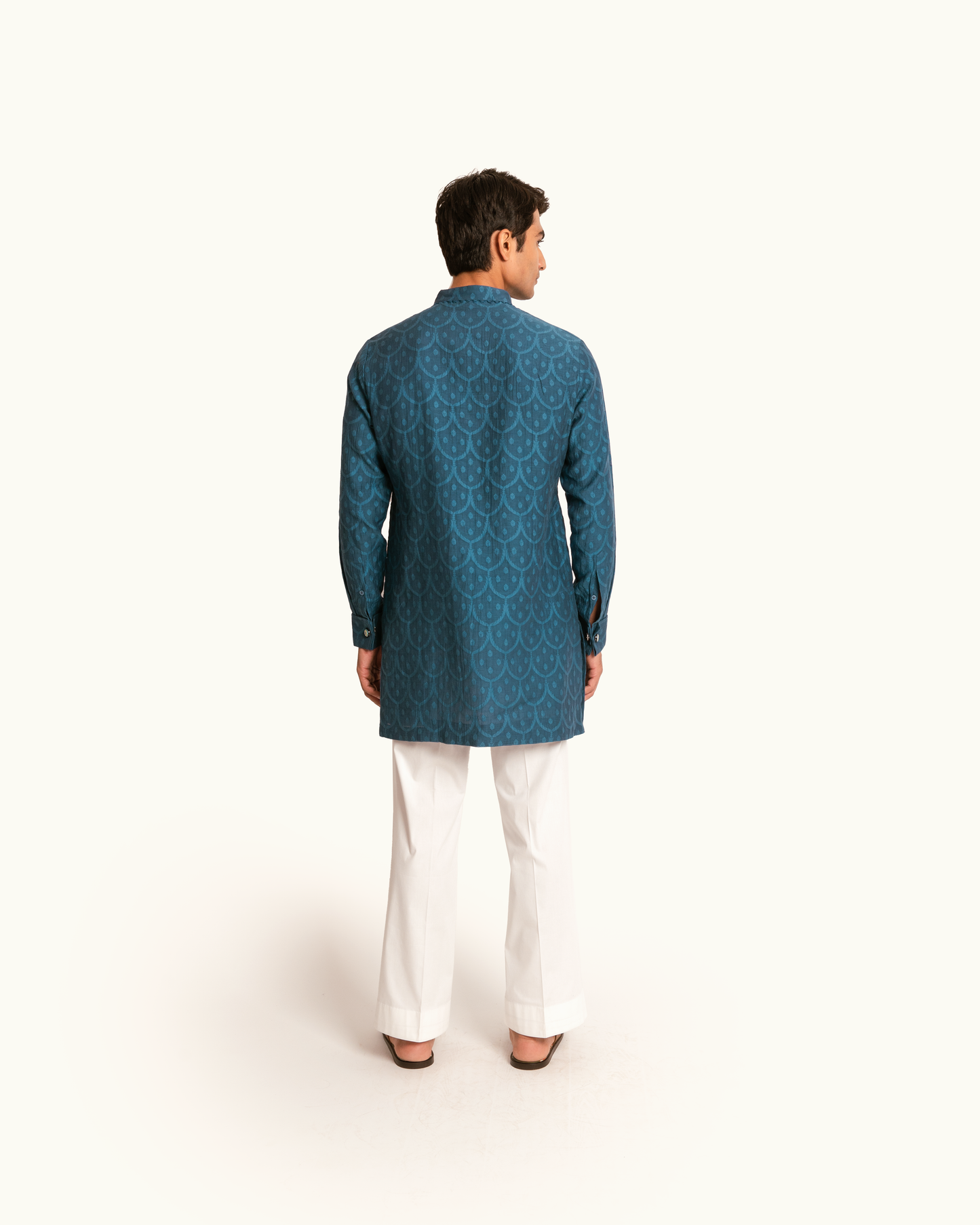 Blue Pattern Chanderi Kurta Set