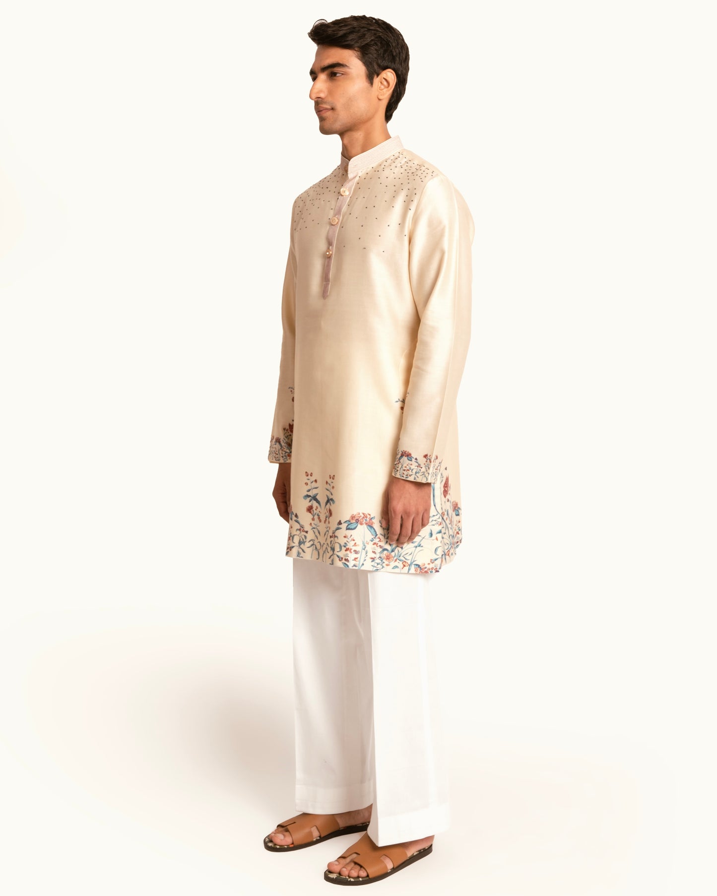 Cream Printed Floral Kurta Set