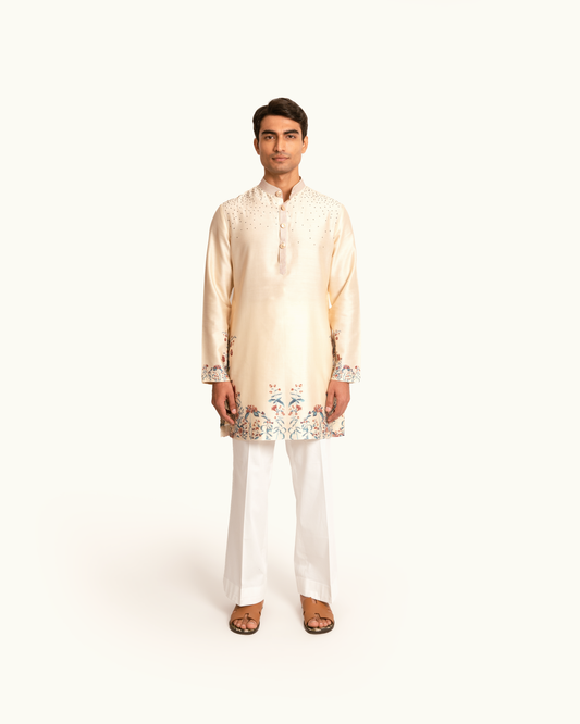 Cream Printed Floral Kurta Set
