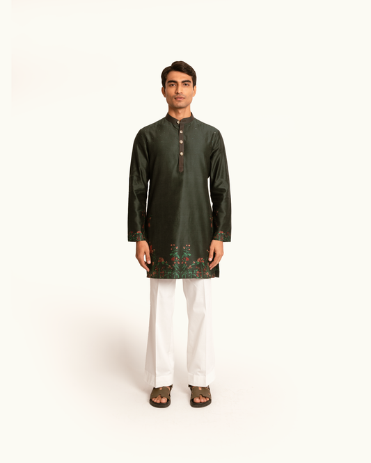 Emerald Green Floral Printed Kurta Set