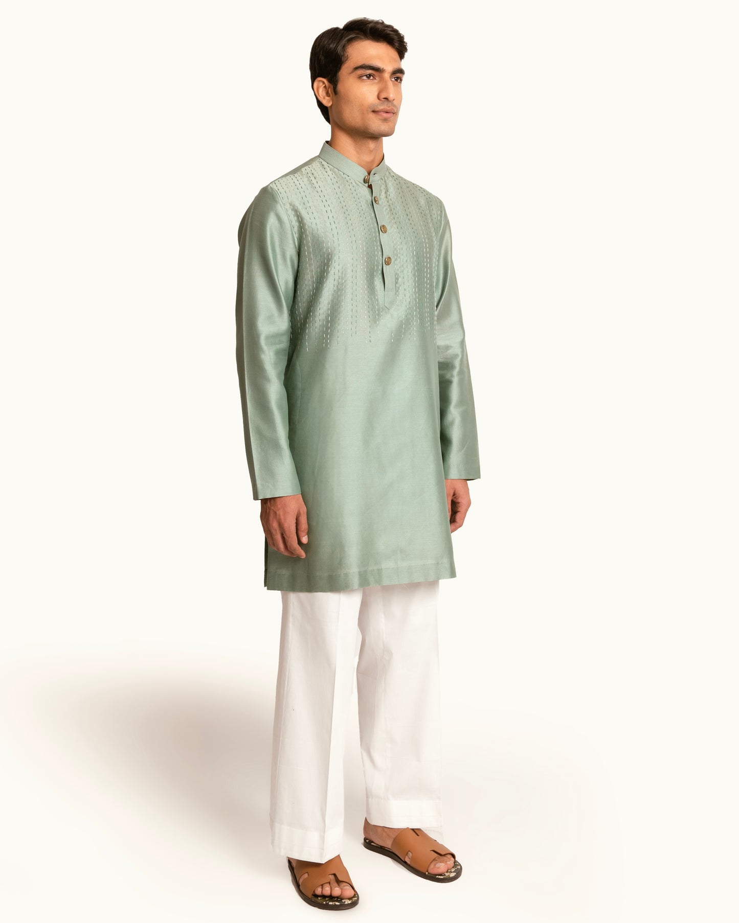 Sage Green Kantha Kurta Set