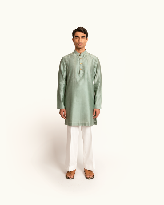 Sage Green Kantha Kurta Set