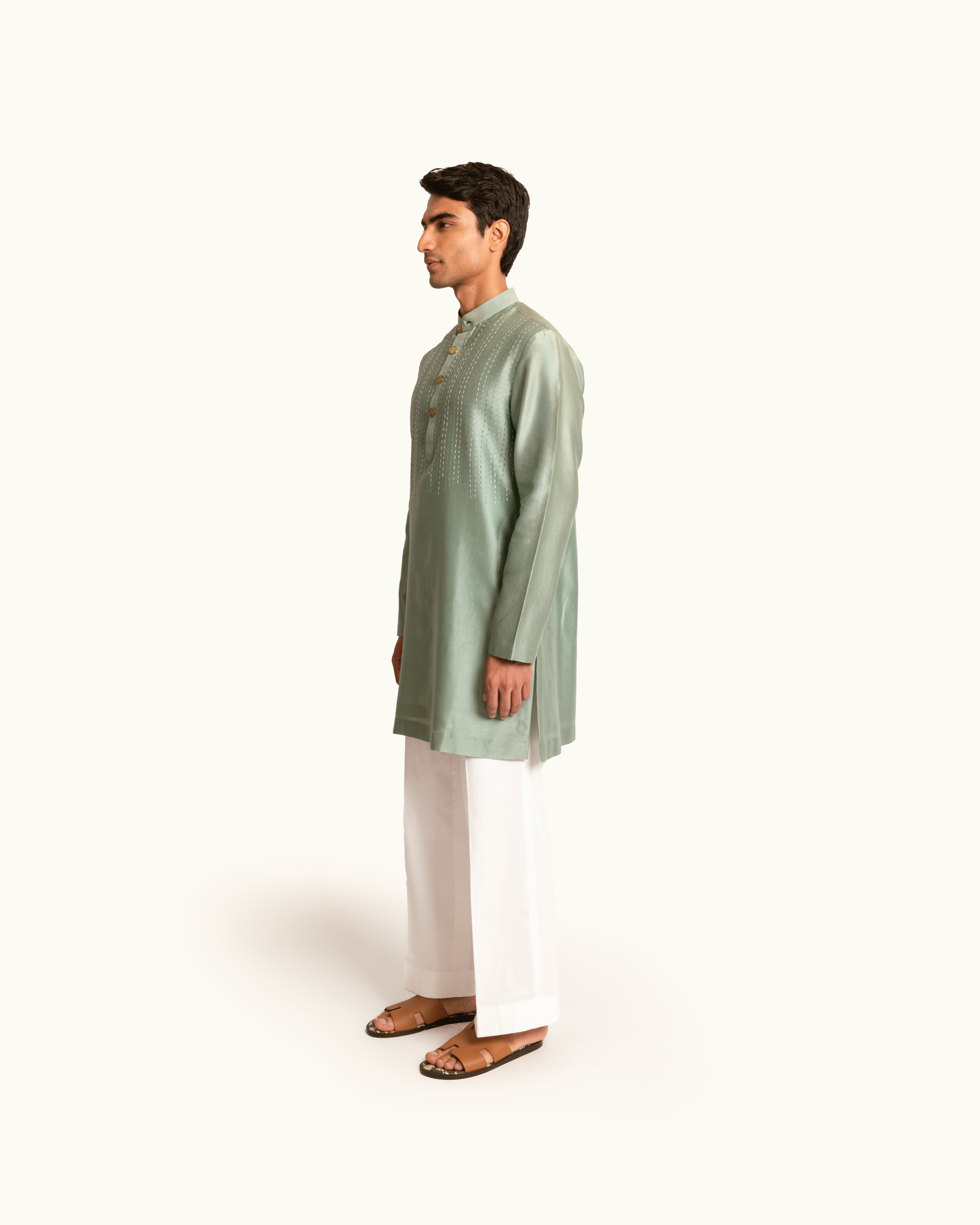 Sage Green Kantha Kurta Set
