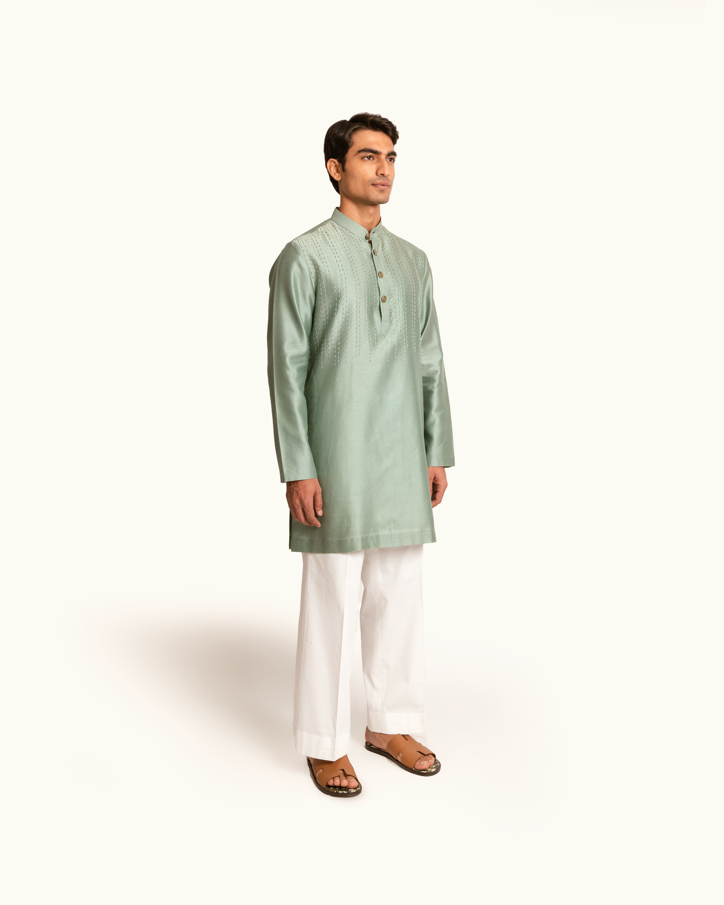 Sage Green Kantha Kurta Set
