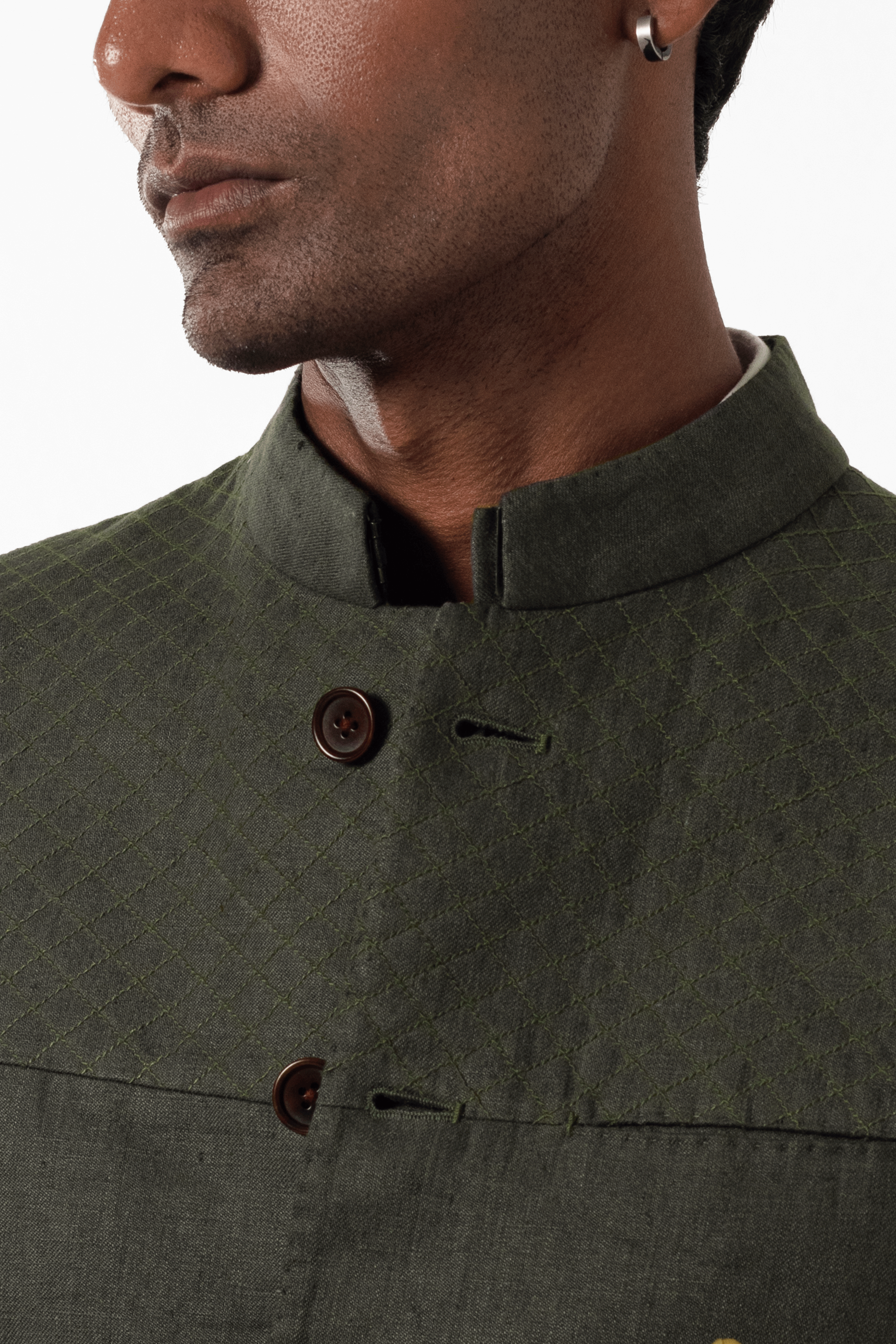 Sadri In Olive Green Linen