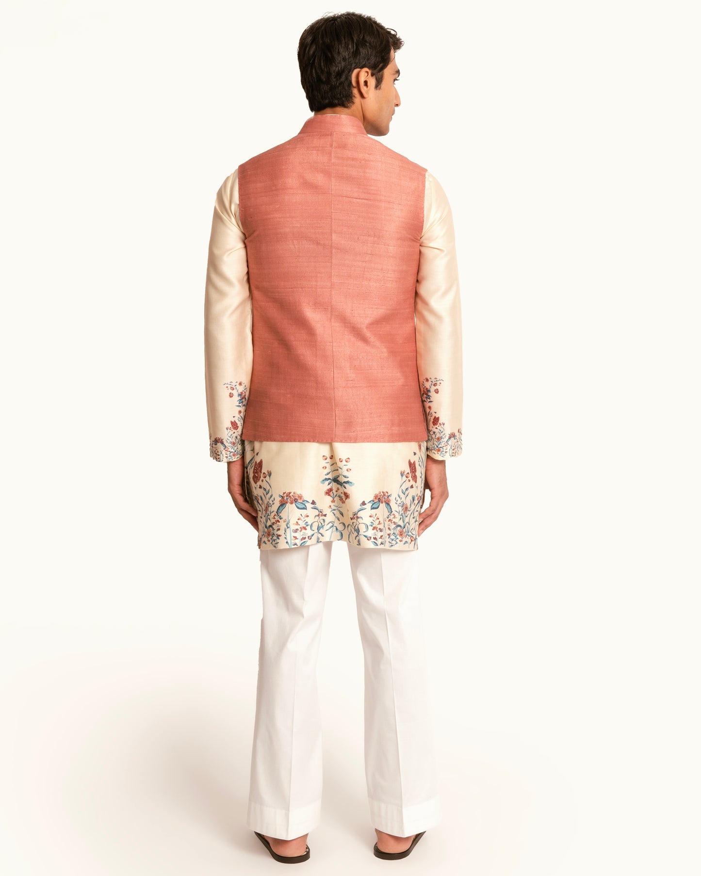 Floral Motif Sadri in Raw Silk