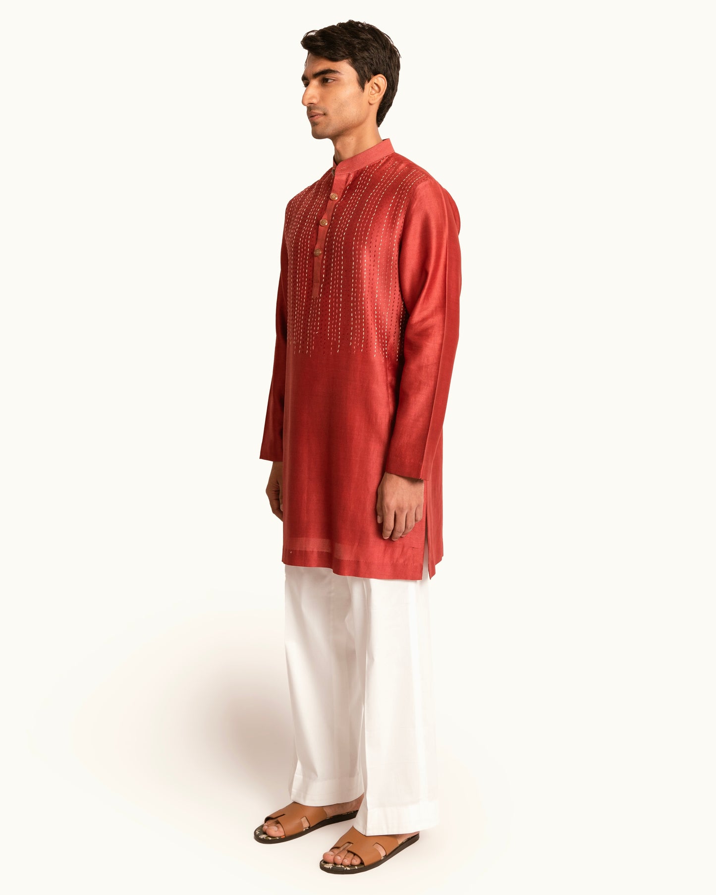 Terracotta Kantha Kurta Set