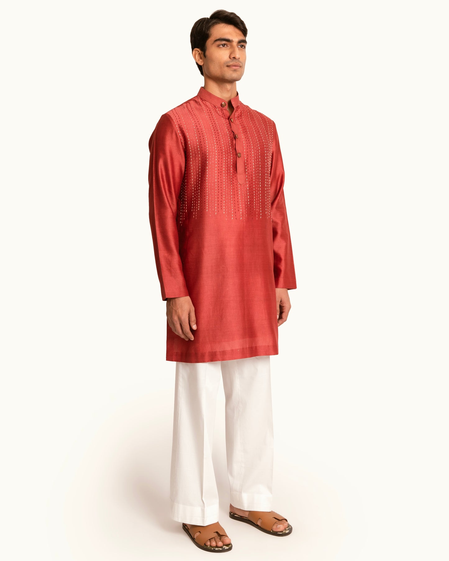 Terracotta Kantha Kurta Set