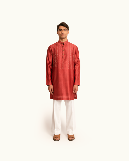 Terracotta Kantha Kurta Set
