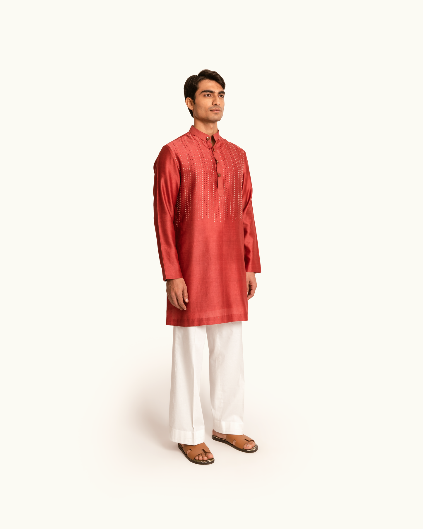 Terracotta Kantha Kurta Set