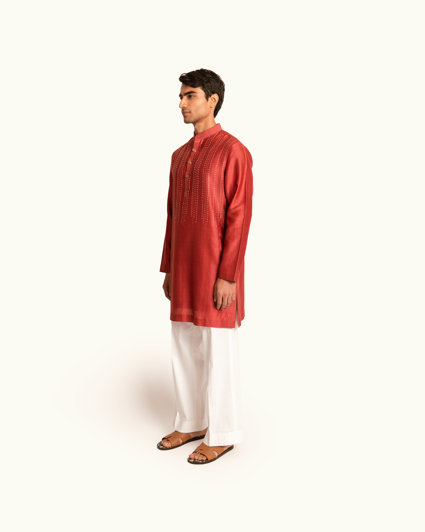 Terracotta Kantha Kurta Set