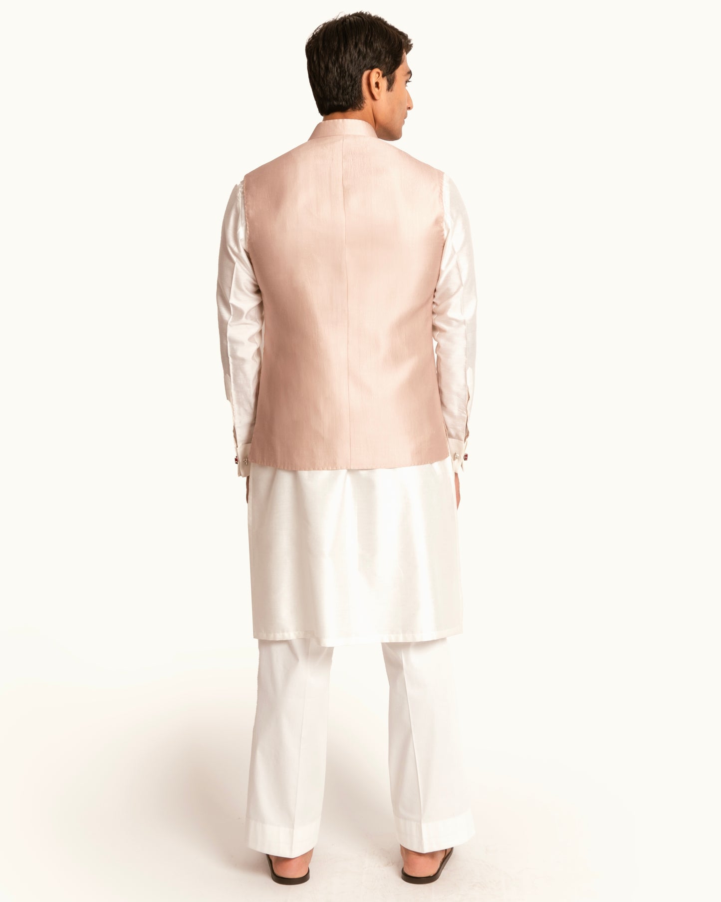 Floral Printed Rose Pink Sadri in Silk