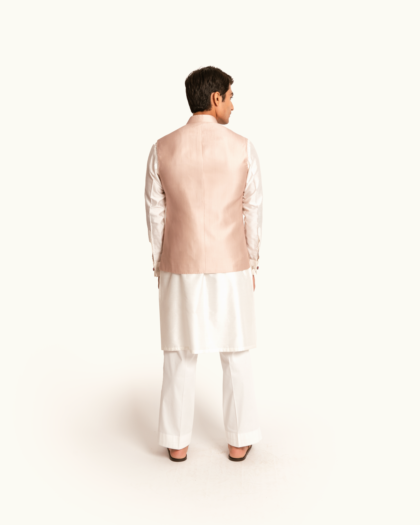 Floral Printed Rose Pink Sadri in Silk