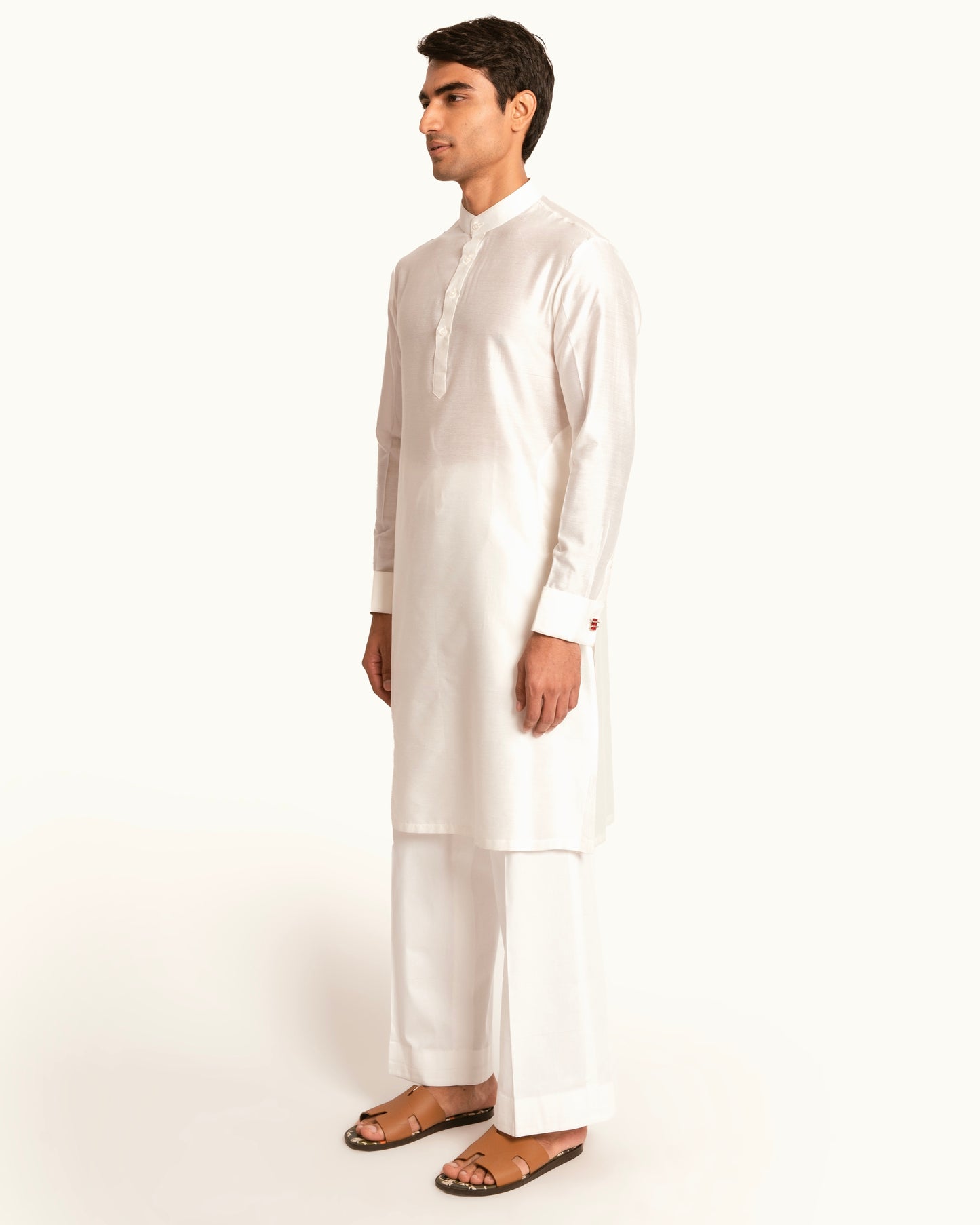 Ivory Chanderi Silk Kurta Set