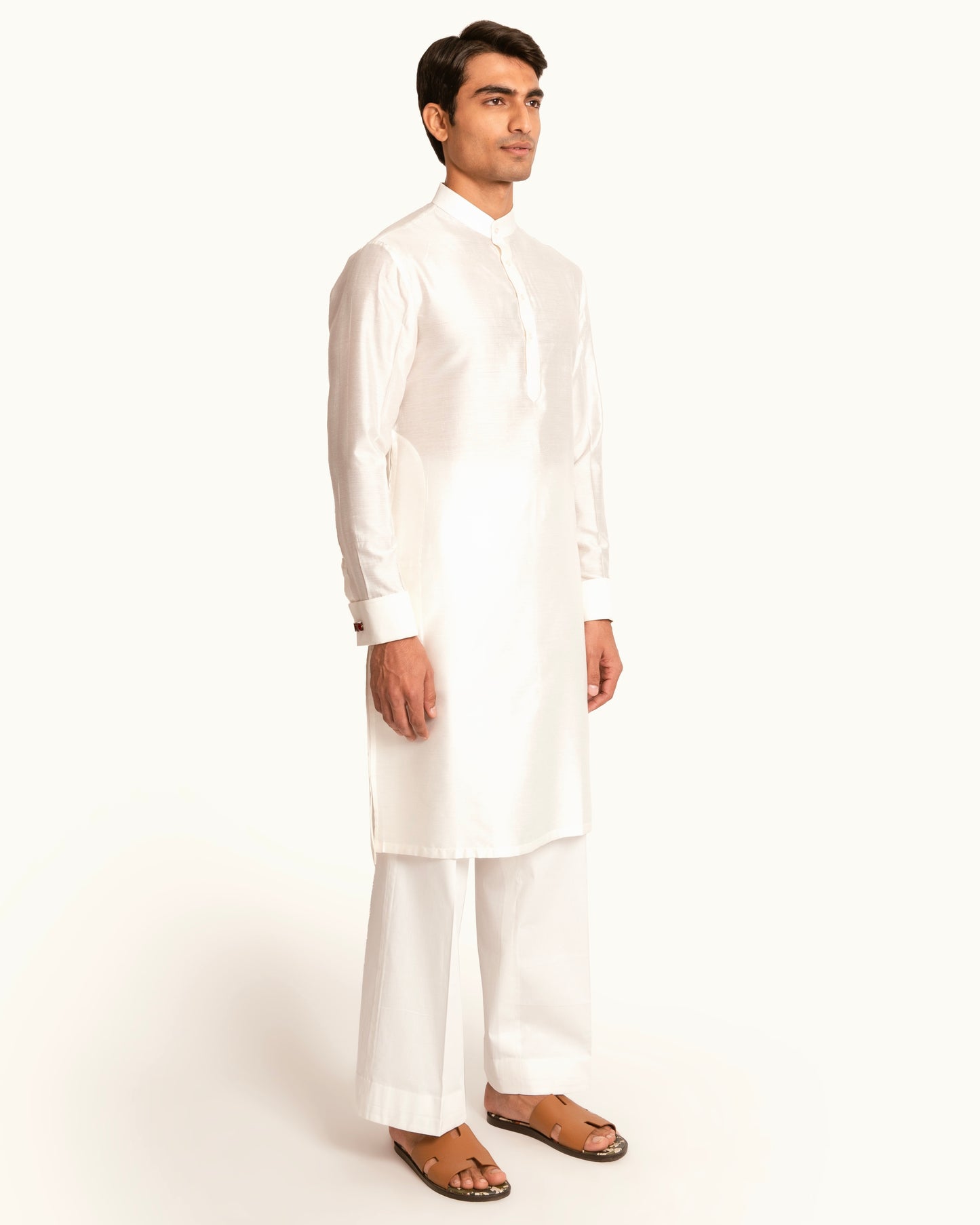 Ivory Chanderi Silk Kurta Set
