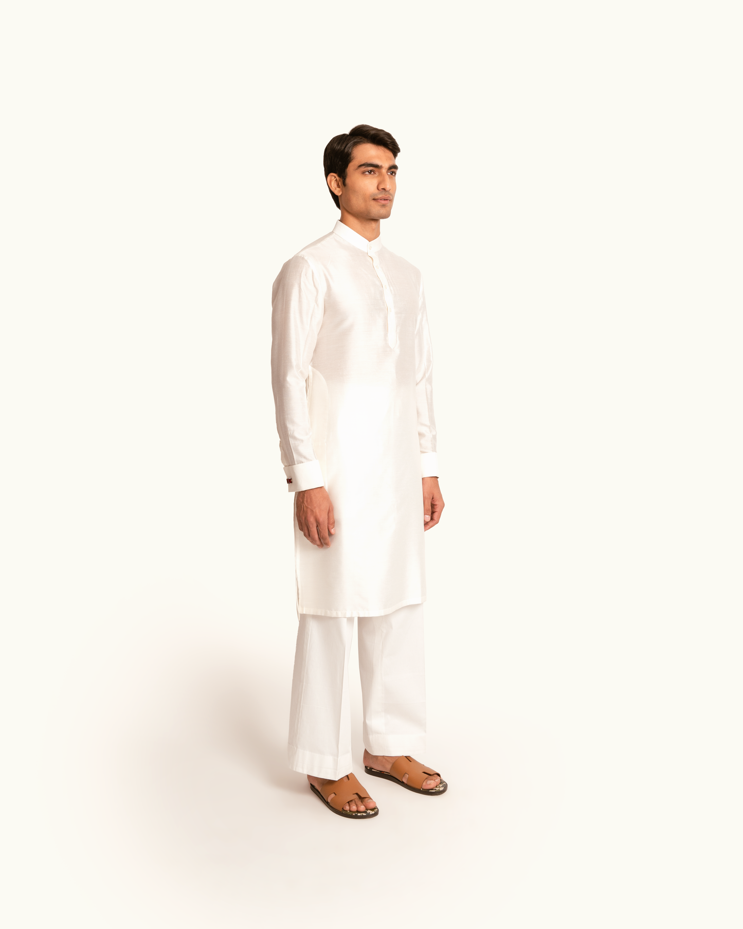 Ivory Chanderi Silk Kurta Set