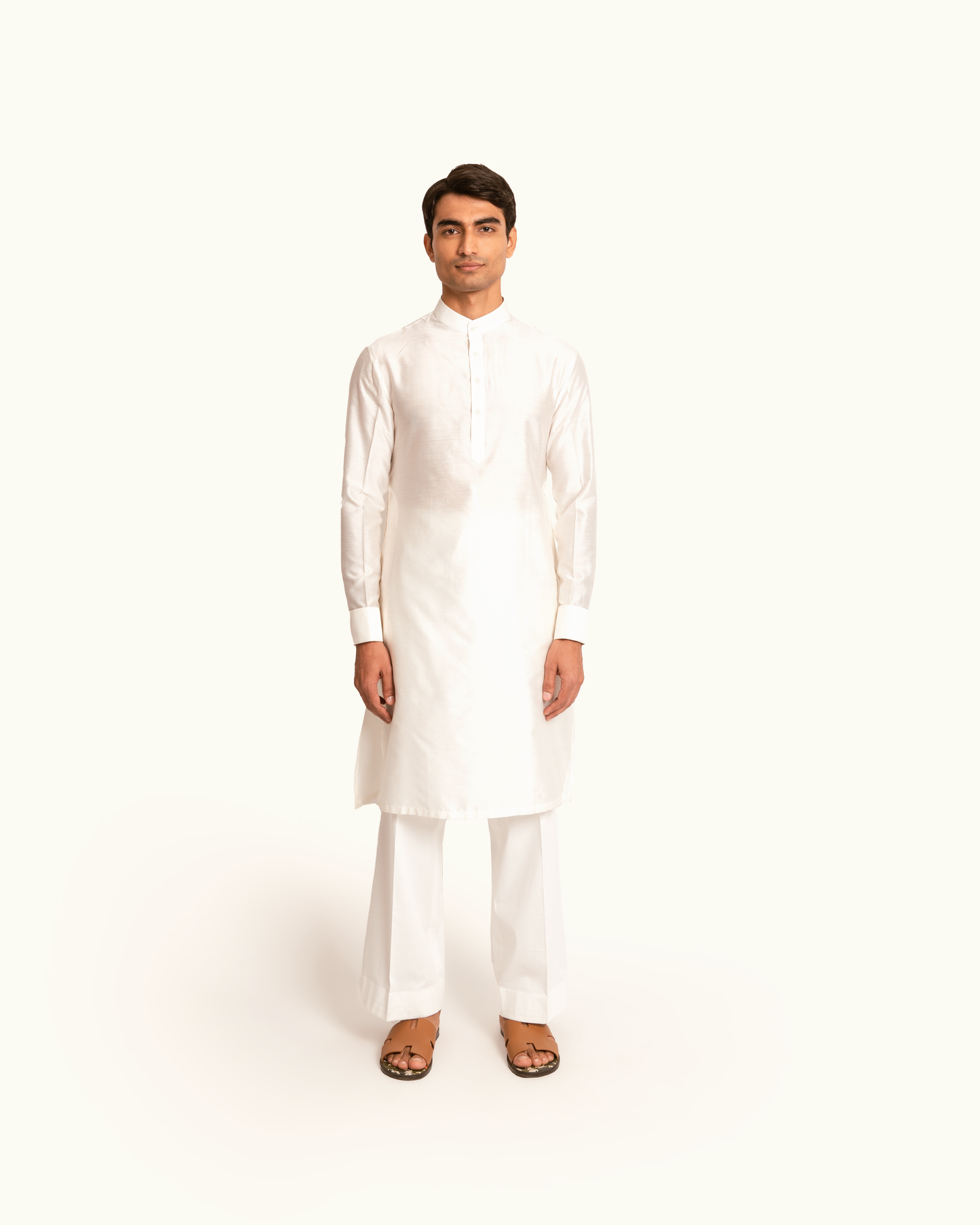 Ivory Chanderi Silk Kurta Set