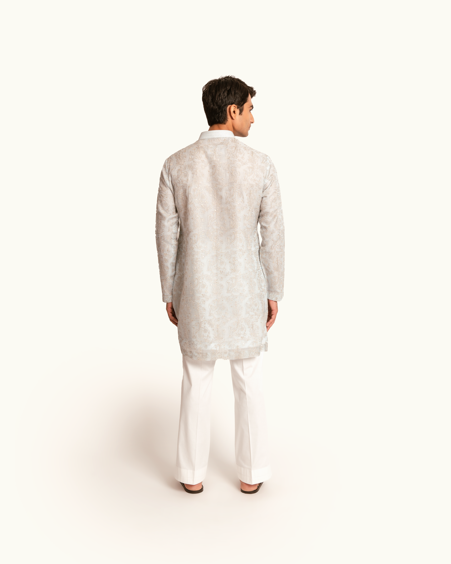 Blue Organza Elephant Motif Kurta Set